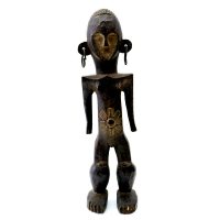 Figura Feminina, Boa, R.D. Congo, século XX, madeira, argolas de metal, 9x30x7cm