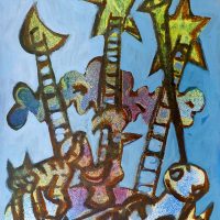"As Estrelas e os Músicos", 2019, técnica mista sobre papel, 24x34cm - Ref CCPO19-010 [INDISPONÍVEL / UNAVAILABLE]