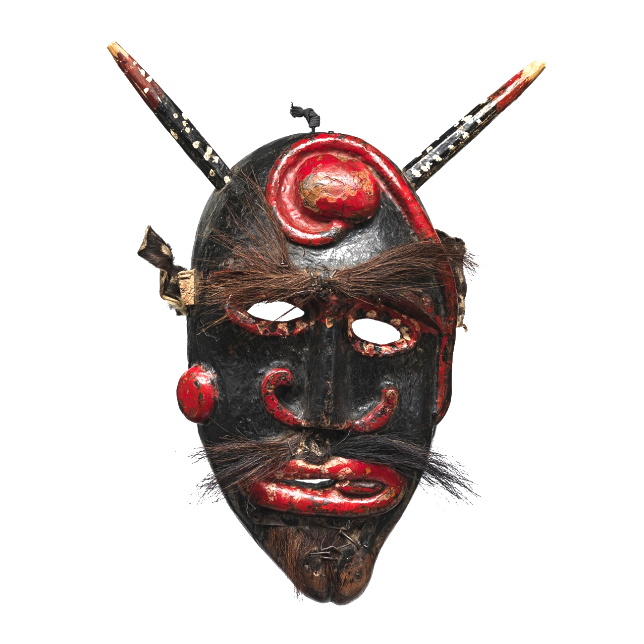 Máscara de "Chocalheiro" dos Rituais de Inverno de Trás-os-Montes, autor desconhecido, século XIX-XX, Bemposta - Mogadouro, madeira pintada, crina de animal, pregos