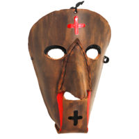 Máscara de Ritual de Inverno Transmontano, Filipe e Sofia, Podence, Macedo de Cavaleiros, 2021, couro pintado, 15x21x10cm – Ref CCP21-085