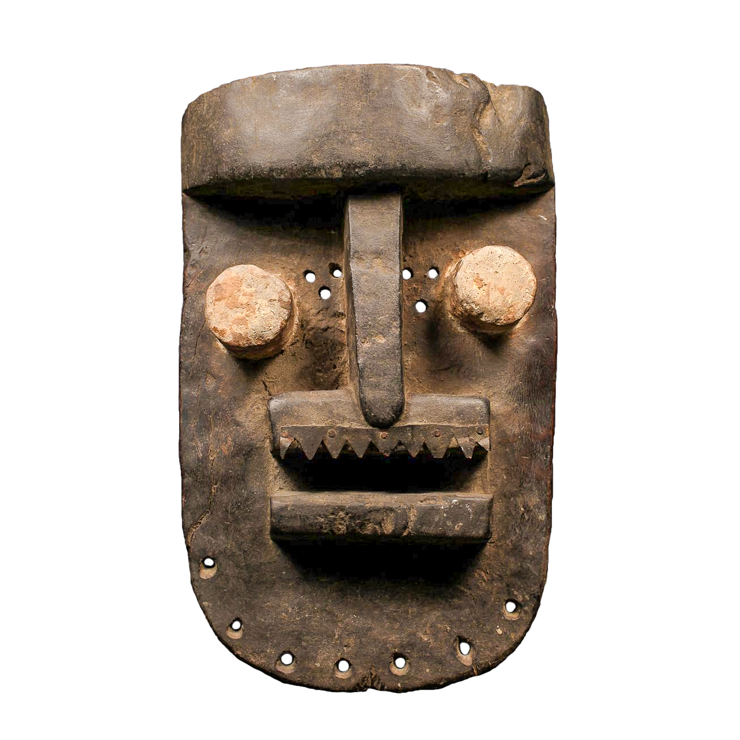 Máscara Kru, Grebo, Libéria, século XX, madeira, metal, pigmentos