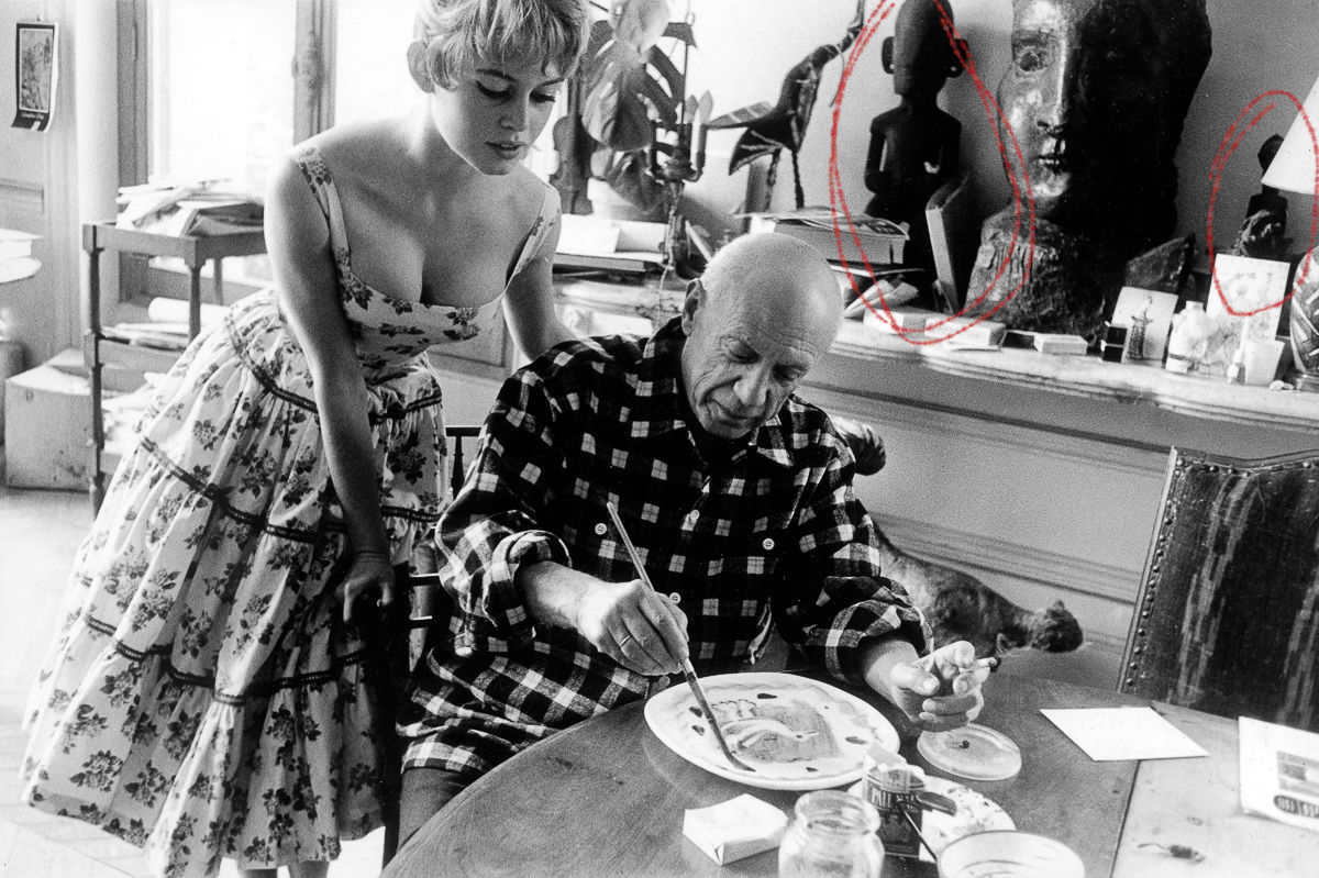 Pablo Picasso com Brigitte Bardot, por Jerome Brierre, em Vallauris, 1956