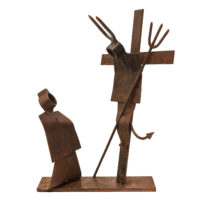 Diabo na Cruz, Adriano Coutinho, Murtosa, 2021, objectos em metal oxidado, 35x44x22cm – Ref CCB21-057