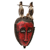 Máscara Ritual, Yaure, Costa do Marfim, Séc. XX, madeira, pigmentos, têxteis, 19x39x11cm – Ref CCT22-047