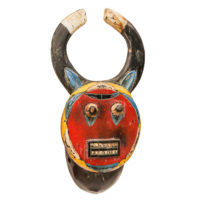 Máscara Kple-Kple Goli, Baoulé, Costa do Marfim, Séc. XX, madeira pintada, 17x32x9cm – Ref CC20-257