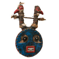 Máscara Goli, Baule, Costa do Marfim, Séc. XX, madeira, pigmentos, têxteis, 20x30x7cm – Ref CCT22-067