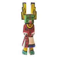 Figura Kachina Hopi, Arizona - EUA, Séc. XX, madeira, pigmentos, 11x34x7cm – Ref CCT22-053