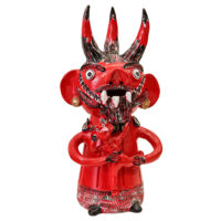 Diabo de Três Cornos com Filho, Prazeres Côta, 2023, Galegos - Barcelos, barro pintado, 19x42x17cm – Ref CCP23-006 [INDISPONÍVEL / UNAVAILABLE]