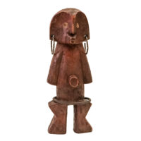 Figura Yanda, Zande, R.D. Congo, Séc. XX, madeira, metal, pigmentos, 11x28x7cm – Ref CCT23-110