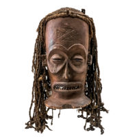 "Máscara Ritual Chihongo", Chokwe, Angola ou R.D. Congo, século XX, madeira, corda, 28x50x27cm