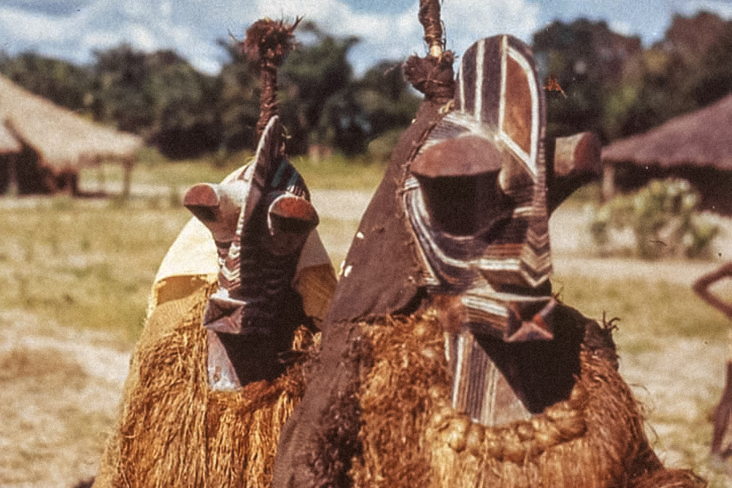 Ndoshi style maskers. kalebwe, Ebombo chiefdom (my attribution). Photo: karEL PLaSMaNS, 1960S; © DuNja hErSak