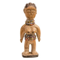 Figura Gemelar Venavi feminina, Ewe, Gana/Togo, Séc. XX, madeira, tintas, contas, 10x24x6cm – Ref CCT24-012