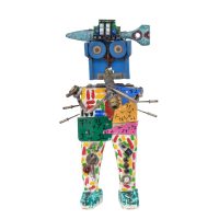 "Robô Músico", 2016, madeira pintada, objectos encontrados, 18x31x7cm [INDISPONÍVEL / UNAVAILABLE]