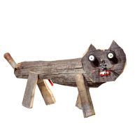 "Gato", 2016, madeira, metal, plástico, 58x31x14cm [INDISPONÍVEL / UNAVAILABLE]