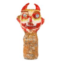 Carla Gonçalves, "Diabo com Cara Vermelha e Olhos Azuis", 2017, Plástico, pasta de papel, tintas, 10x31x9cm [INDISPONÍVEL / UNAVAILABLE]