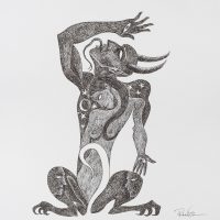 Pedro Nogueira, "Aventuras Metafísicas de um Diabo Apaixonado 6”, 2017, artpen sobre papel, 42x42cm