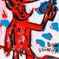 Pedro d'Oliveira, “Diabo com Maçã e Tridente 2”, 2016, acrílico sobre tela, 10x15cm
