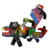 "Santandré e O Monstro de Loquenésse", 2017, madeira, tintas, diversos, 50x40x38cm (A) [INDISPONÍVEL/UNAVAILABLE]