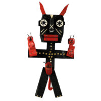 "Gato dos 3 Diabretes", 2017, madeira, tintas, diversos, 20x40x15cm [INDISPONÍVEL/UNAVAILABLE]