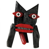 "Gato Dálice", 2017, madeira, tintas, diversos, 26x40x20cm [INDISPONÍVEL/UNAVAILABLE]