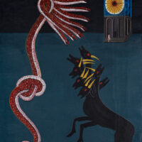 "Hora do Nó Xamânico", acrílico sobre tela, 59x75cm