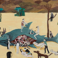 "Peixe Esventrado", acrílico sobre tela, 46x33cm