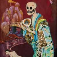 "Lua Vermelha", acrílico sobre tela, 16x40cm