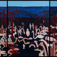 "Tríptico Poveiros", acrílico sobre tela, 180x80cm