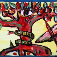 "A Árvore da Sabedoria", 2016, acrílico sobre cartão, 41x12cm
