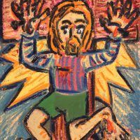"Cristo de Calções Verdes", 2018, óleo sobre cartão, 50x40cm