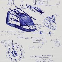 "Projecto de um Carro Voador", 2000, esferográfica sobre papel, 20x30cm [COLECÇÃO CRUZES CANHOTO]