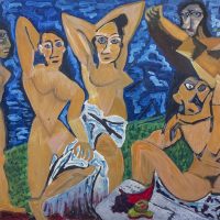 "As Damas de Avignon" (a partir de Pablo Picasso), 2017, Óleo sobre tela, 100x70cm [INDISPONÍVEL / UNAVAILABLE]