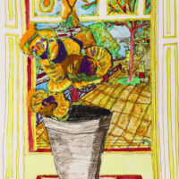 "Van Gogh com Vaso de Flores", 2013, técnica mista sobre papel, 42x60cm – CCZB17-002