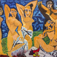 "As Damas de Avignon" (a partir de Pablo Picasso), ZMB, 2017, Porto, óleo sobre tela, 100x70cm - CCZB17-017 [INDISPONÍVEL / UNAVAILABLE]