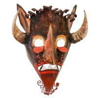 Máscara de Ritual de Inverno Transmontano, Alto (Alberto Leal), 2024, Bragança, metal, tintas, cornos, pêlo animal, 23x29x15cm – Ref CCP24-020