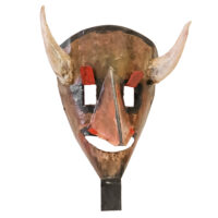 Máscara de Ritual de Inverno Transmontano, Alto (Alberto Leal), 2024, Bragança, metal, tintas, cornos, pêlo animal, 22x30x14cm – Ref CCP24-021