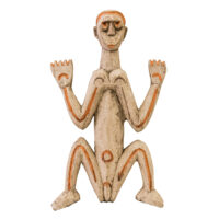 Figura Ancestral, Asmat, Papúa Nova Guiné, Séc. XX, madeira, pigmentos, 22x36x6cm – Ref CCT24-058