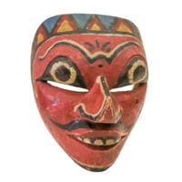Máscara Wayang, Topeng Dieng, Java - Indonésia, início Séc. XX, madeira, tintas, 15x18x15cm – Ref CCT24-075