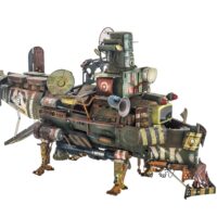Nº574 Nave Marciana, Sátrapa, 2022, Factoría de Androides - Estação Marciana de Santiago de Compostela, objectos metálicos diversos, tintas, 45x115x60cm - Ref CCFA25-001