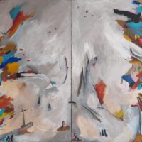 A Zona Misteriosa (de Onde Vêm As Cores) [Díptico], Isaac, 2025-04-21, Porto, técnica mista sobre madeira, 114x82cm – Ref CCIS25-004