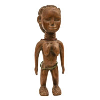 Figura Gemelar Venavi feminina, Ewe, Gana/Togo, Séc. XX, madeira, tintas, missangas, 10x28x7cm – Ref CCT25-012