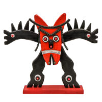 O Diabo das Cobras, Idalécio, 2018, Águeda, madeira, tintas, objectos diversos, 43x37x9cm – Ref CCID25E-010