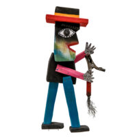 Ómem Cu Bixilétrico, Idalécio, 2017, Águeda, madeira, tintas, objectos diversos, 27x51x11cm – Ref CCID25E-015