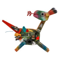 Canburro, Idalécio, 2019, Águeda, madeira, tintas, objectos diversos, 58x48x10cm – Ref CCID25E-026