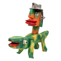 Rei-Lagarto, Idalécio, 2018, Águeda, madeira, tintas, objectos diversos, 50x40x15cm – Ref CCID25E-027