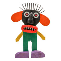 O Orelhas, Idalécio, 2024, Águeda, madeira, tintas, objectos diversos, 25x36x9cm – Ref CCID25E-047