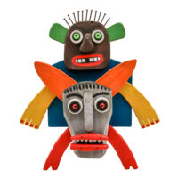 A Mulher, O Burro do Marido e o Amante Dela, Idalécio, 2024-01, Águeda, madeira, tintas, objectos diversos, 29x33x7cm – Ref CCID25E-048