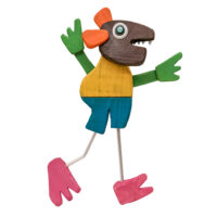 Ráto Micas, Idalécio, 2024-03, Águeda, madeira, tintas, objectos diversos, 2435x7cm – Ref CCID25E-051