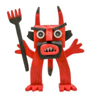 Diabo Pasmado, Idalécio, 2024, Águeda, madeira, metal, tintas, objectos diversos, 34x36x16cm – Ref CCID25E-060 [COLECÇÃO CRUZES CANHOTO]