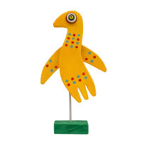 Ábe Amarela, Idalécio, 2023, Águeda, madeira, tintas, objectos diversos, 19x32x6cm – Ref CCID25E-067